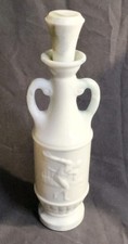 Vintage Empty 1971 Jim Beam White Marbled Slag MilkGlass Olympic Discus Decanter picture