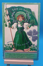 Antique Emboss Postcard St Patrick’s Day Greeting Erin Go Bragh Postmarked 1909 picture