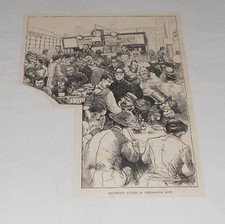 1893 magazine engraving ~ MIDNIGHT LUNCH IN NEWSPAPER ROW, NYC picture