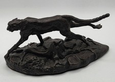 Vintage 1976 Franklin Mint Solid Bronze Cheetah Figure Polland picture