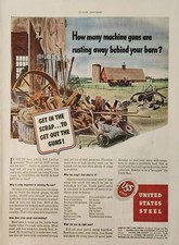 1942 United States Steel Vintage Ad How many machine guns are rusting away CG picture