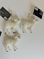 Hobby Lobby Fuzzy Lamb Ornament Set of 3 SOLD OUT NEW Farmhouse Christmas picture
