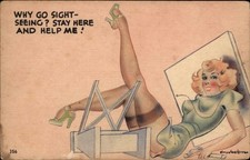Pretty Women Falling Hammer Accident Vintage Postcard picture
