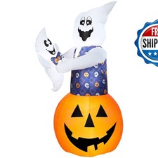 Gemmy 6 FT Whimsical Damask Ghost and Baby Halloween Inflatable - Animated picture