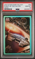 2023 TOPPS CHROME GALAXY STAR WARS #54 FLIGHT OF THE MILLENNIUM FALCON AQUA /199 picture