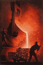 Vintage Industrial Artwork by A. Petrucelli - Molten Metal Pouring 🏭🔥 Art picture