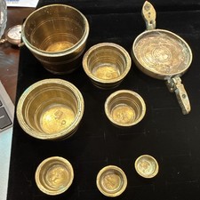 Antique 19th C Nuremberg-Type 32 Loth Brass Nesting Weights Lion Proof Marks picture
