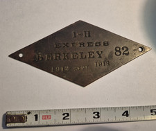 Vintage Metal Trolley Emblem - 1912-1913 - Key System Berkeley 1-H Express 82 picture