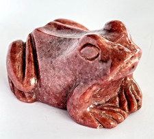 Rhodonite Frog Figurine Hand Carved Pink Stone Frog Sculpture picture