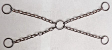 ANTIQUE HAND FORGED WROUGHT IRON 4 WAY LIVESTOCK HOBBLES SHACKLE CHAIN FARM TOOL picture