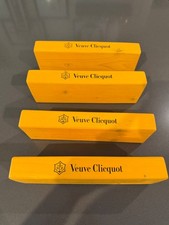 Lot Of 4 Veuve Clicquot Champagne Logo Wooden Blocks Bright Yellow 10.5” X 3.5” picture
