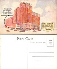 Chicago IL Hotel Sherman Building, Garage La Salle St. Entrance Postcard 73879 picture