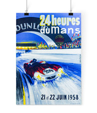 MINT Original 1958 24 Hours of Le Mans Poster Michel Beligond Swiss Lithograph picture