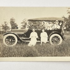 Vintage Antique RPPC Real Photograph Postcard Men Women Car Transportation picture