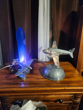 Vintage pair of art deco frankart style  aviation themed revival lamps picture