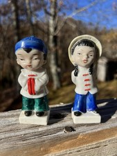 Vintage Figurines Boy Girl Japan Ceramic Mid Century Granny Core Asia picture