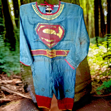 Vtg 1960s Superman Halloween Costume Only Childs (L) Gold Glitter DC Ben Cooper picture