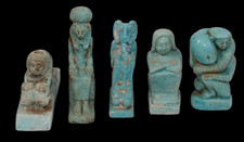 5 UNIQUE PHARAONIC ANCIENT EGYPTIAN Horus , Baboon , Nile Hippo Statues (JU) picture