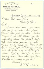 1899 E. K. Burnham Gloucester MA Fish Dealer Letter picture