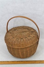 antique basket bump bottom splint ash gathering Abenaki  5.5x8 early 19th  1850 picture