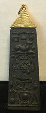 WEDGWOOD RARE Black  Gold Egyptian Pendant. Hieroglyphics picture