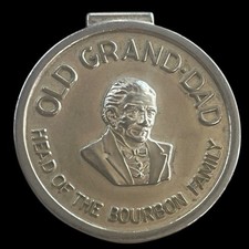 Vintage Signed Anson Old Grand-Dad Bourbon Money Clip Head of the Bourbon Family picture