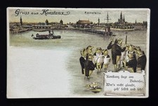 Germany, Konstanz, View, Singing Frogs, Vintage Litho Postcard (918) Unposted picture