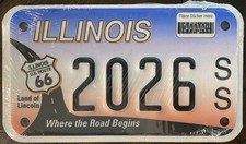 ILLINOIS U.S. ROUTE 66 MOTORCYCLE LICENSE PLATE WHERE THE ROAD BEGINS 2026 picture