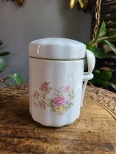 Vintage 1988 FTDA Floral Tea Canister Ceramic Jar Coffee Sugar Cottagecore  picture