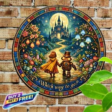 Wizard of Oz Gardening Sun Catcher Design Metal Tin Sign 8x8 Round Wall Art picture