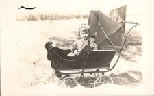 c1910's Cute Child in Stroller Carriage Pram RPPC Real Photo Postcard picture