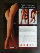 Vintage 1970s Sears Cling Alon Thigh High Stocking Original Full Page Ad SEXY A2 picture