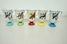 Vtg Fred Roberts Song Bird Pedestal Cups Mugs MCM Japan Set of 5 1960s picture