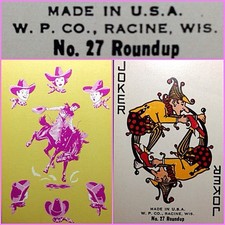 Rare Western Publishing Co. Deck of Linen Playing Cards, “Roundup”, Near Mint picture