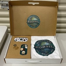 1994 Vintage Fossil Limited Edition Boxed Set Watch Brass Lapel Pin & Tshirt NOS picture