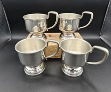 Set of 4 Salisbury Pewter Handcrafted USA Pedestal Cups / Mint Julep Style Cups picture