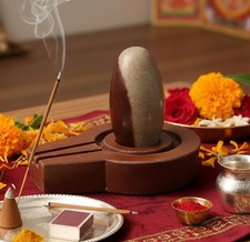 Narmadeshwar Shivling Shiva Lingam Narmada Stone Jaladhari/ Brown - 4.25