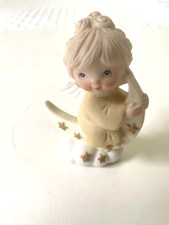 Cute Vtg Lefton Angel crescent moon gold stars cloud Ceramic Figurine Japan  3