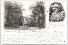 1905 Frankfurt a.M. Taunusanlage Fountain Postcard Wildungen Bacchus Poem picture