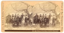 WISCONSIN STEREOVIEW - Group of Cowboys on Horseback - Griffith 1890s picture