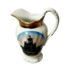 HAMILTON , OHIO OH - SOLDIERS & SAILORS MONUMENT Antique Souvenir China Pitcher picture