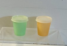 Vtg Tupperware 2oz Midget Mini Containers #101 & Lids Pastel Colors Set of 2 picture