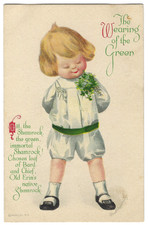 Vtg Clapsaddle St Patricks Day Blond Boy Shamrocks A/S PC Wolf c1915 Unused picture
