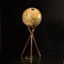 Rare Museum Grade Picasso Jasper Earth Globe Sphere 65mm 382g Gold Tripod Stand picture