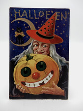 The Best Ullman Halloween Postcard Witch Holding Smiling JOL AS Bernard Wall picture