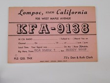 Vintage Amateur Ham Radio QSL Postcard Card - KFA 9138 - Lompoc California picture
