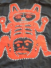 LARGE FULL ADULT SIZE VINTAGE HAIDA BUTTON BLANKET BEAR DSGN  MADE 4TRIBAL USE picture