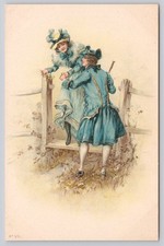 1898 Undivided Postcard Man Woman Fence Romantic Scene Nº 371 picture