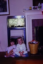 c1970's 35mm Slide, Girls Pajamas, Fish Tank, Mid Century Home 1970s Color Photo picture