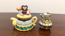 Vintage Midwest Cannon Falls Porcelain Hinged Trinket Box Teapot Watering Can picture